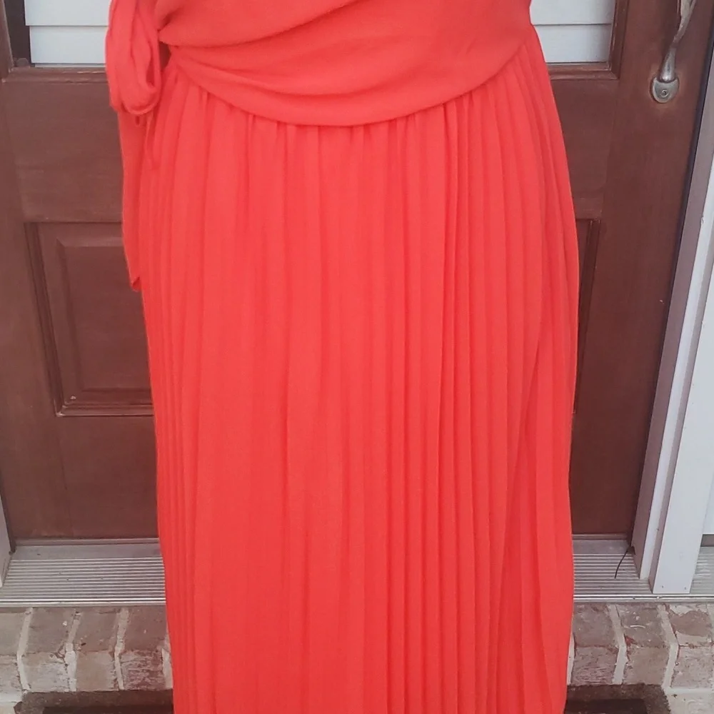 NWT! Dress Up FavLux Red Pleated Maxi Strappy Dress - Picture 3 of 5